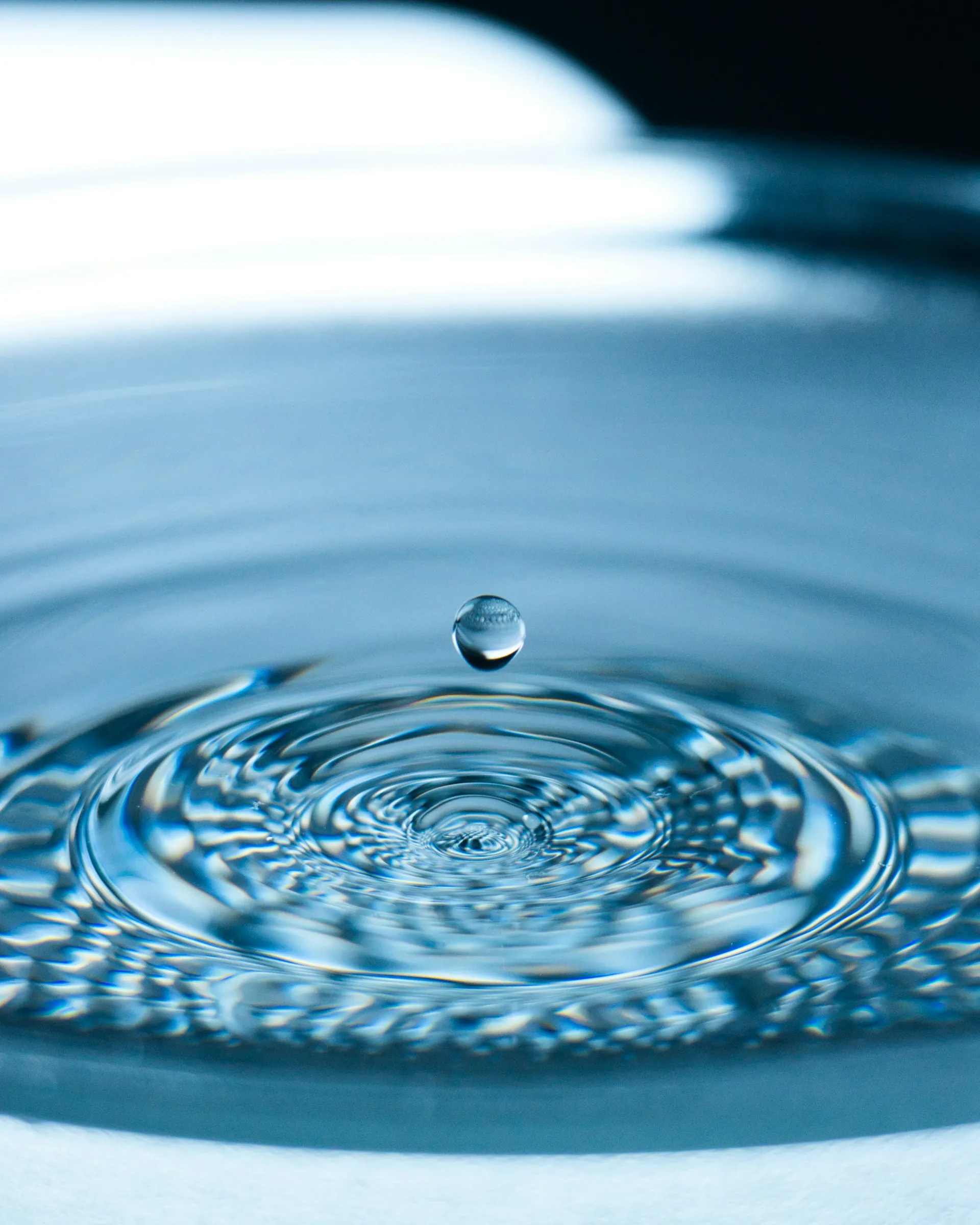 Water droplet creating ripples on a still surface